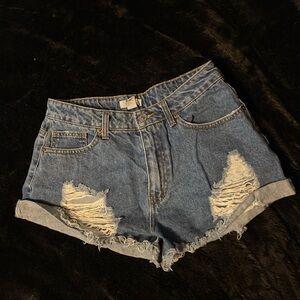 Forever 21 Blue Distressed Jean Shorts